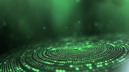A mesmerizing green digital background featuring glowing circular patterns, perfect for tech-related themes and modern design.