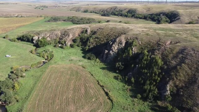 Donetsk region, Ukraine. Landscape relief of Mariupol area in the Azov steppes.