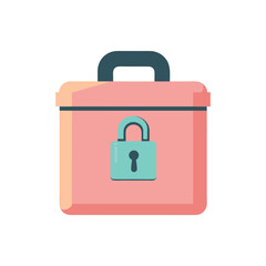 Secure Data Protection Pink Locked Toolbox Icon Graphic