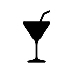Illustration of a cocktail drink in a glass with a straw, bar, party, celebration, drink, alcohol, juice