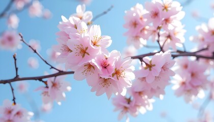Spring Blossoms Wallpaper with Pink Cherry Trees and Blue Sky