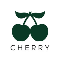 Minimal Cherry Logo Design &ndash; Vector Silhouette Style for Fresh Modern Branding
