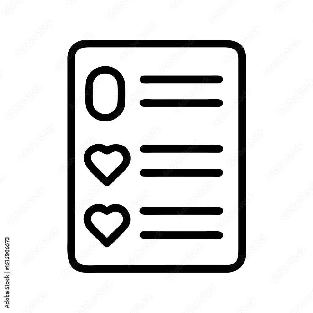 Poster profile page with user data and hearts icon for favorite list and information display