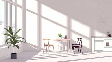 Fototapeta premium Modern Apartment Dining Area With Sunlight