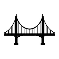 Isolated black bridge silhouette vector illustration for architecture and travel designs