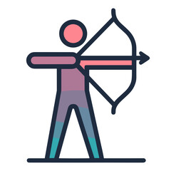 Archer silhouette vector illustration aiming with bow on transparent background for sports design and traditional archery concepts