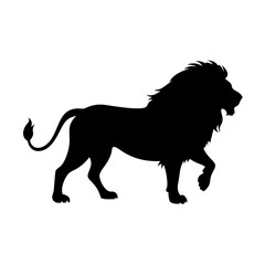 Lion silhouette vector illustration, african wildlife animal, jungle king, feline predator, zoo art