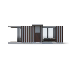 Modern Prefabricated Container House Isolated on Transparent Background