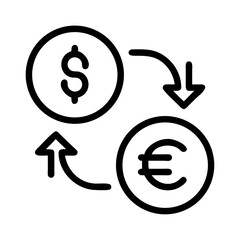 Currency exchange dollar euro icon money finance investment banking business trade market rate convert cash flow