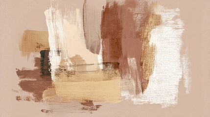 Art modern oil and acrylic smear blot canvas painting wall. Abstract texture gold, beige and bronze color stain brushstroke texture background