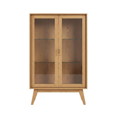 Wooden display cabinet with glass doors