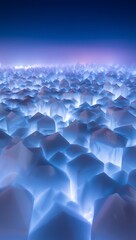 Obraz premium Glowing blue ice crystals fantasy winter landscape surreal background