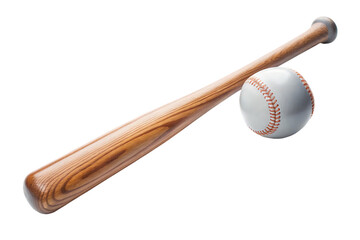 Baseball bat and ball isolated on a white background png ai generated