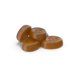 Caramel Flavored Hard Candy Pieces Top View Isolated on Transparent Background