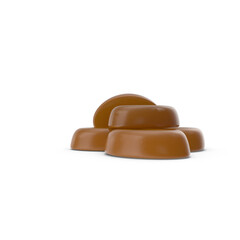 Caramel Flavored Hard Candy Pieces Top View Isolated on Transparent Background