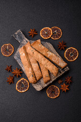 Biscotti or cantuccini biscuits, a crispy sweet Italian pastry. Biscotti dessert