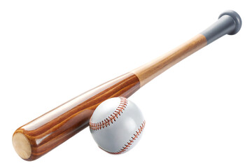 Baseball bat and ball isolated on a white background png ai generated
