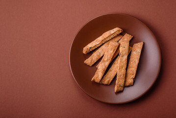 Biscotti or cantuccini biscuits, a crispy sweet Italian pastry. Biscotti dessert