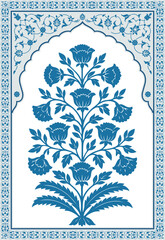 Tradition Mughal motif. Mughal hand drawn flower, Mughal wall paintings. © Design 35