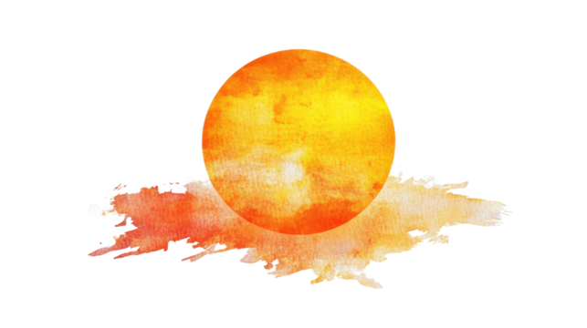 Orange and yellow sun effect on PNG on white background