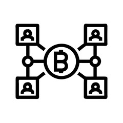Bitcoin blockchain network cryptocurrency decentralized finance peer to peer technology icon