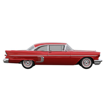 Fototapeta Red vintage car on transparent background