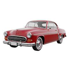 Red classic car on transparent background