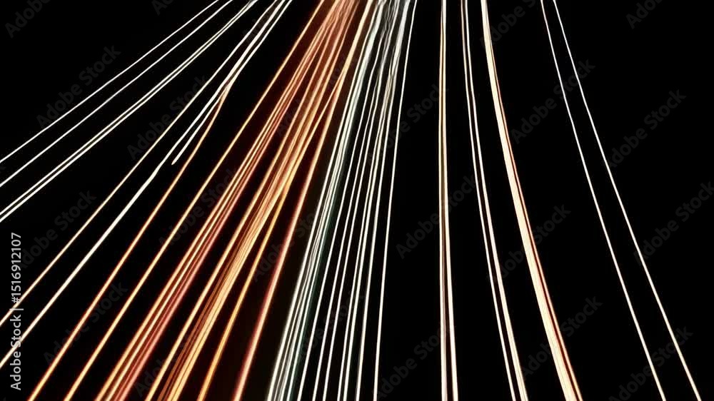 Poster abstract golden light streaks moving across a black backdrop creating a dynamic visual pattern and g
