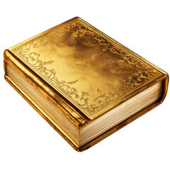 Fototapeta premium Gold book isolated on a transparent background, PNG file.