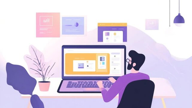 Creative professional working on responsive website design and development on laptop