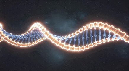 Glowing dna strand in cosmic space background - Powered by Adobe