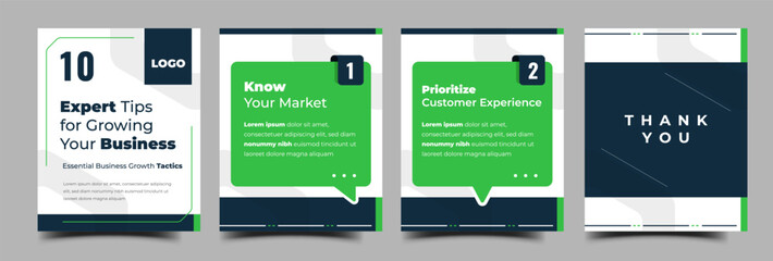 Modern business steps social media carousel template vector design
