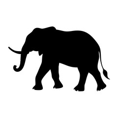 Fototapeta premium Black elephant silhouette vector illustration for african wildlife and animal designs projects