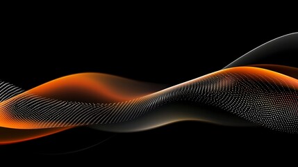 Abstract orange and white waves on black background