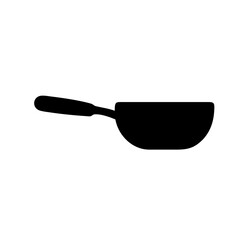 Download black silhouette of frying pan vector image for kitchen cooking and food preparation needs