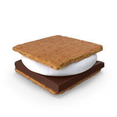 Classic S’more with Graham Crackers, Chocolate, and Marshmallow Isolated on Transparent Background