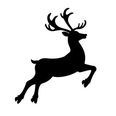 Silhouette of reindeer jumping christmas decoration holiday season festive vector graphic art