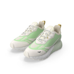 Green and White Athletic Sneakers Isolated on Transparent Background