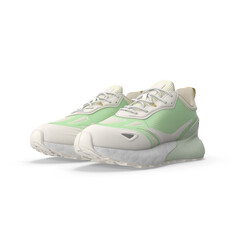 Green and White Athletic Sneakers Isolated on Transparent Background