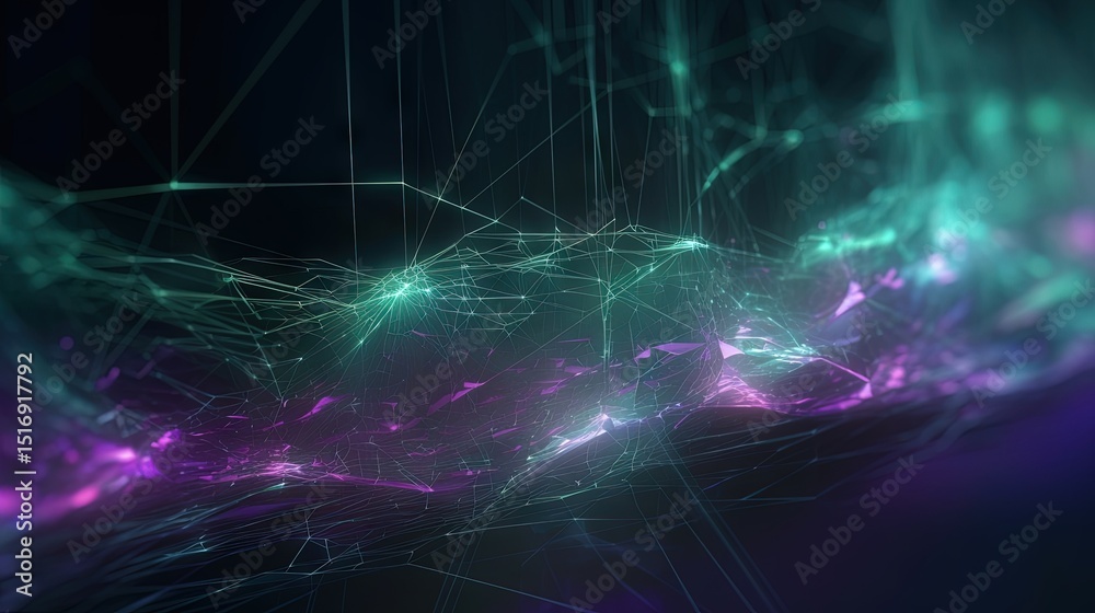 Aufkleber Futuristic abstract network of glowing digital connections and flowing data streams in cyberspace. Generated AI