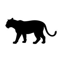 Black panther silhouette vector illustration walking animal feline predator mammal design graphic image