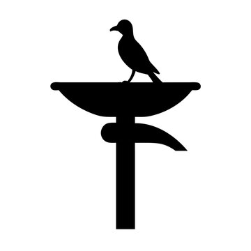 recommend clip art: Birdbath bird silhouette garden backyard outdoor nature animal wildlife avian black design vector art