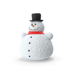 Cute Snowman with Red Scarf and Black Hat Isolated on Transparent Background
