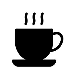 Black coffee cup with steam vector icon illustration for cafe menu and design element use