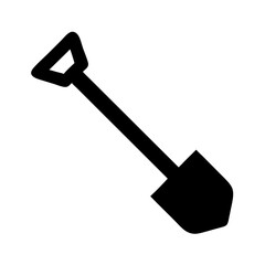 Illustration of a black shovel, digging tool, gardening equipment, construction, and agriculture tool