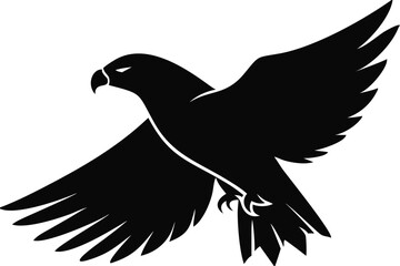 Obraz premium Black Silhouette of Falcon in Flight with Spread Wings