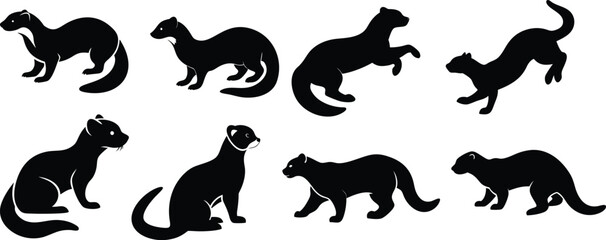 Ferret Silhouette Vector Set
