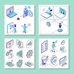 Vector UI Illustration Mixed Travel Medical Finance Concept