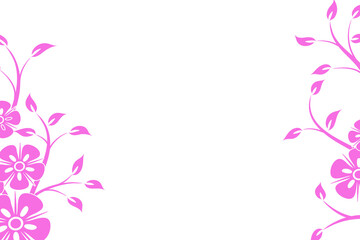 floral frame with butterflies, pink color flowers background design 
