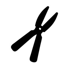 Illustration of hedge shears gardening tool garden shears pruning shears cutting tool black shears silhouette